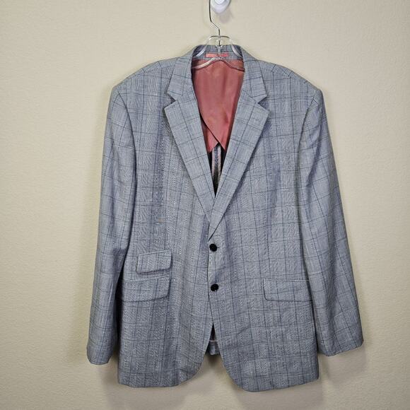 Charles Tyrwhitt Windowpane Unstructured Blazer Mens 46R Linen Sport Coat Plaid - Picture 3 of 16